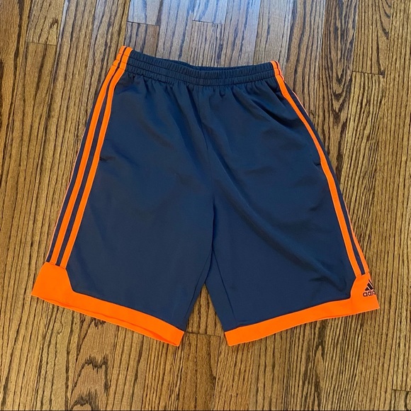 Adidas Boys Gray And Orange Athletic Shorts - Picture 1 of 5